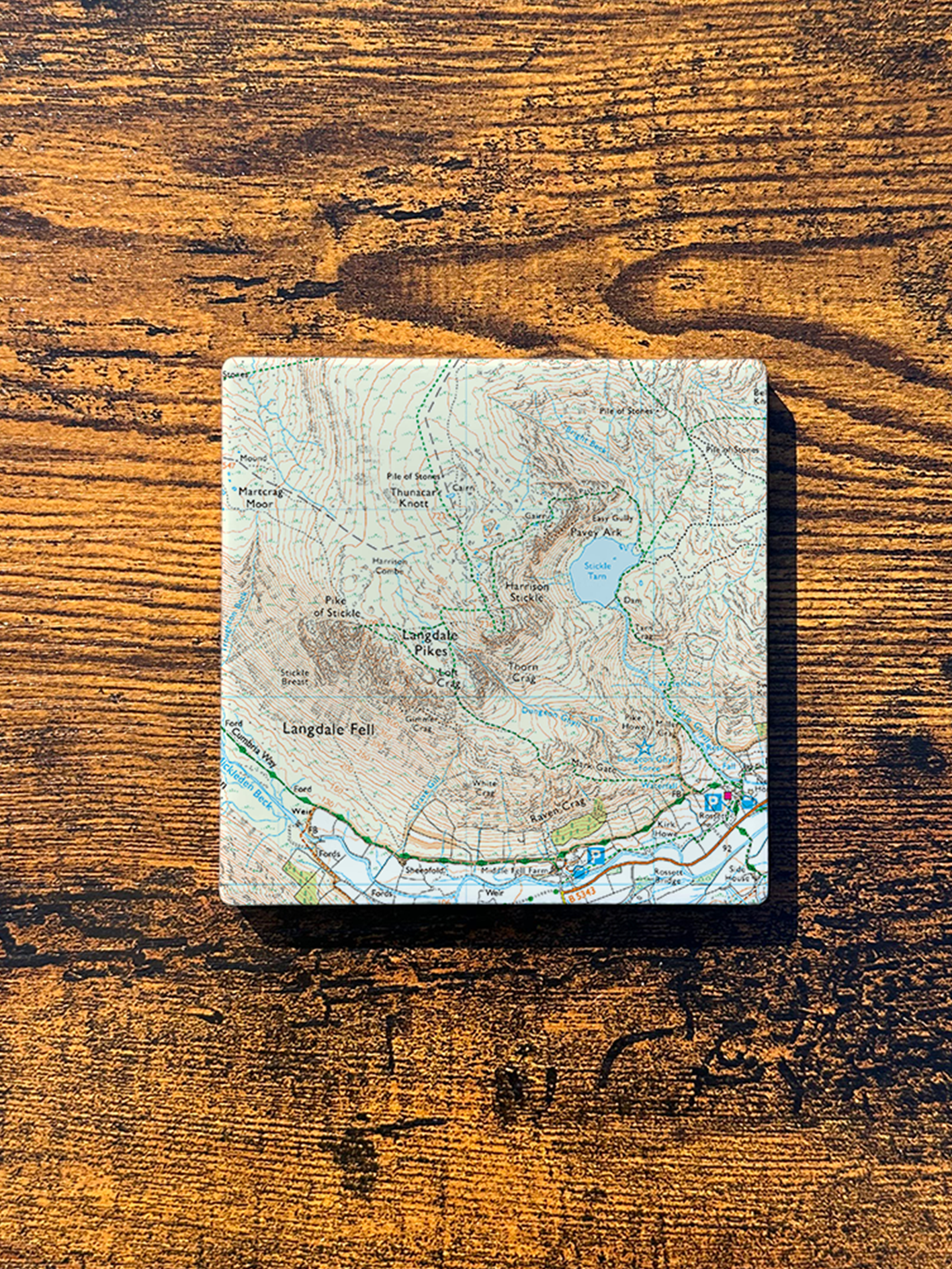 Langdale Pikes Ceramic Coaster ⇻ Map