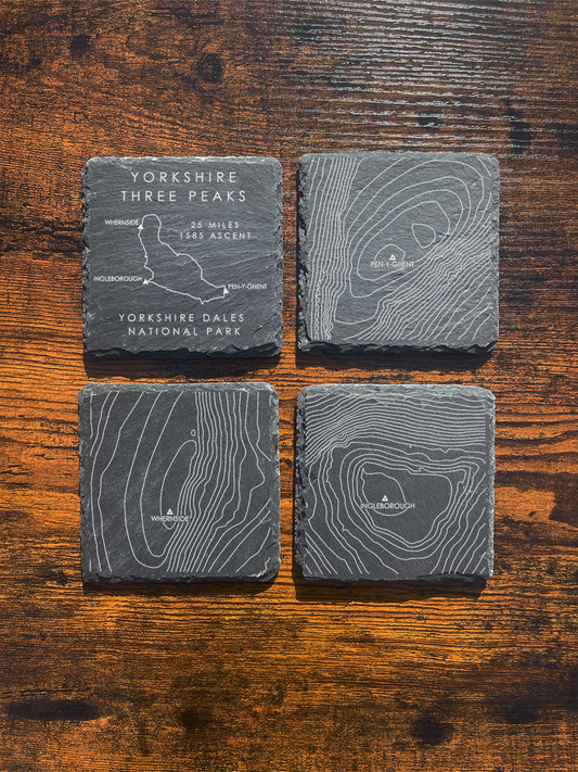 Yorkshire Three Peaks Coaster Set ⇻ Contours & Route